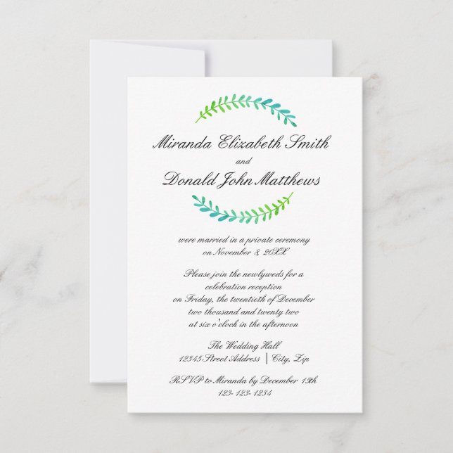 Brach Blue Green - 3x5 Wedding Announcement (Front)