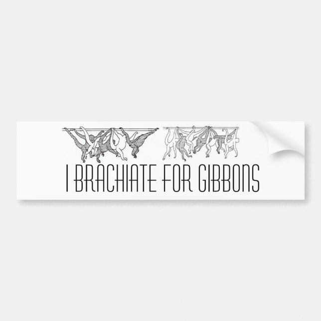 brachiating gibbons, brachiating gibbons (3), I... Bumper Sticker (Front)