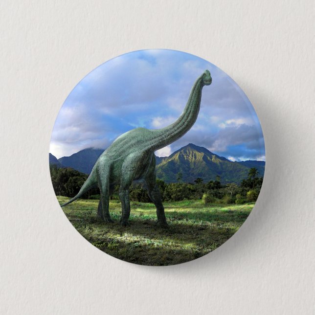 Brachiosaurus Dinosaur 2 Inch Round Button (Front)