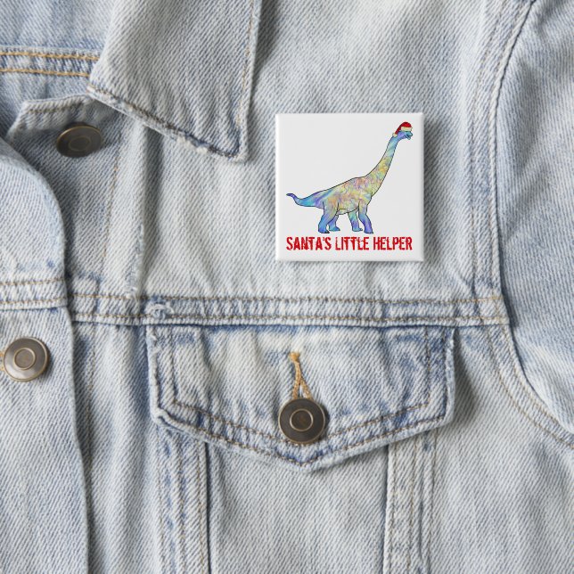Brachiosaurus Dinosaur Funny Festive ironic Slogan 2 Inch Square Button (In Situ)