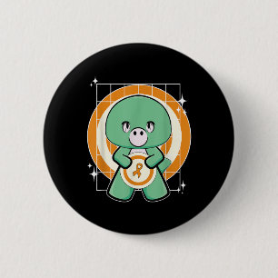 Brachiosaurus Dinosaur With Ribbon Leukaemia Aware 2 Inch Round Button
