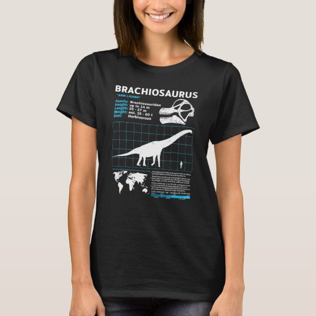 Brachiosaurus Fact Sheet Dinosaur Facts T-Shirt (Front)