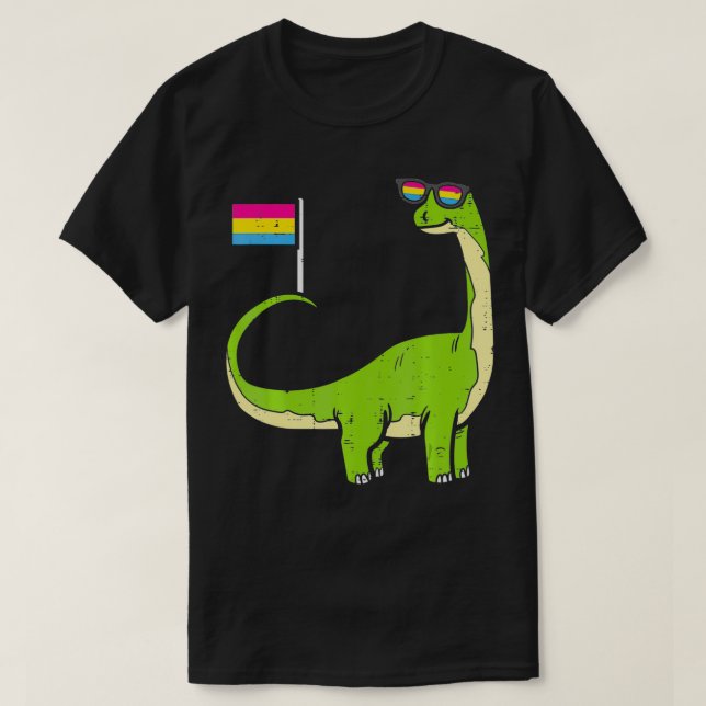 Brachiosaurus Panseual Flag Pan Pride Bronto Dino  T-Shirt (Design Front)