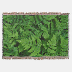 Bracken fern with rain drops, Washington State Throw Blanket