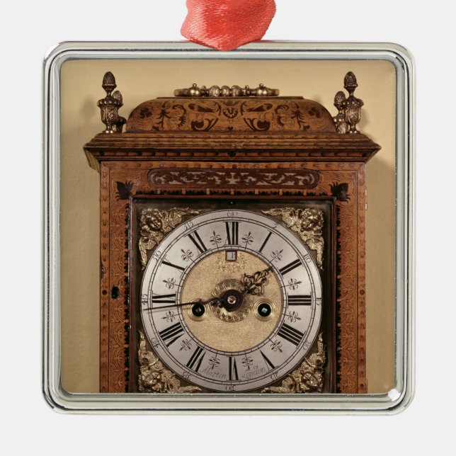 Bracket clock, c.1700 metal ornament (Front)