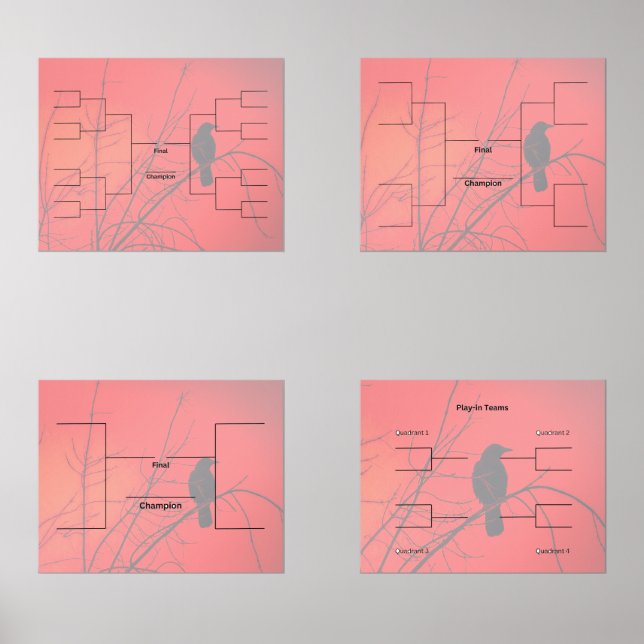 Bracket March Basketball 16 8 4 Team Play In Red (Front)