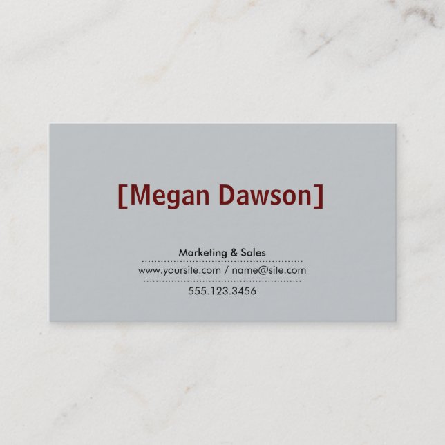 Brackets Crimson Red (variation 2) grey background Business Card (Front)