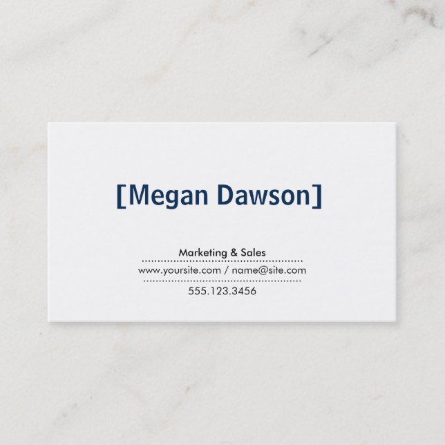 Brackets (deep blue) business card (Front)