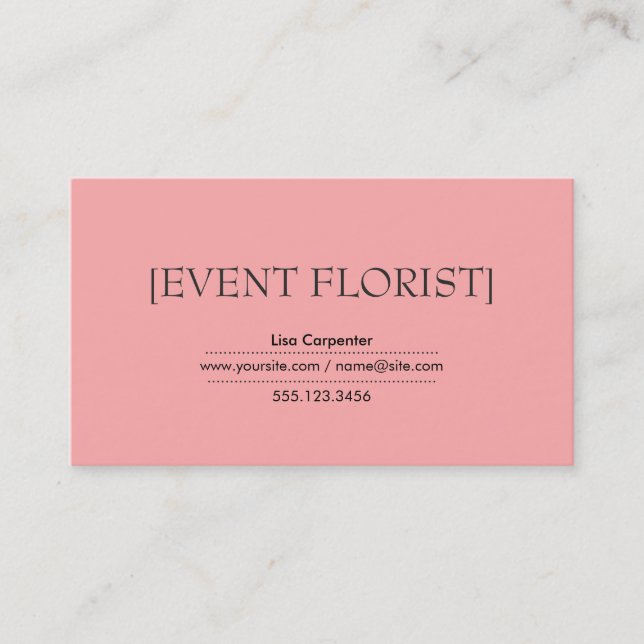 Brackets Light Salmon Pink Background Business Card (Front)