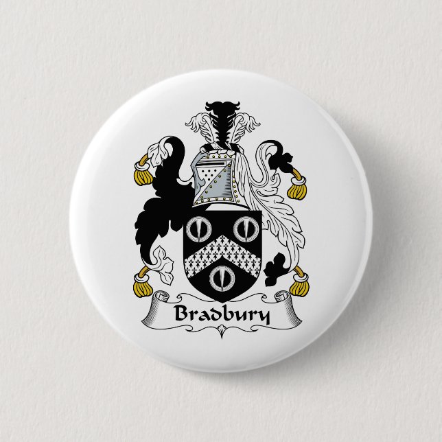 Bradbury Family Crest 2 Inch Round Button (Front)