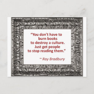 Bradbury on books postcard