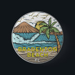 Bradenton Beach Florida Vintage Art 2 Inch Round Button<br><div class="desc">Bradenton Beach hand drawn illustration with mountains and ocean waves in the background. Perfect for anyone who loves to visit Bradenton Beach.</div>
