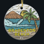Bradenton Beach Florida Vintage Art Ceramic Ornament<br><div class="desc">Bradenton Beach hand drawn illustration with mountains and ocean waves in the background. Perfect for anyone who loves to visit Bradenton Beach.</div>