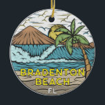 Bradenton Beach Florida Vintage Art Ceramic Ornament<br><div class="desc">Bradenton Beach hand drawn illustration with mountains and ocean waves in the background. Perfect for anyone who loves to visit Bradenton Beach.</div>