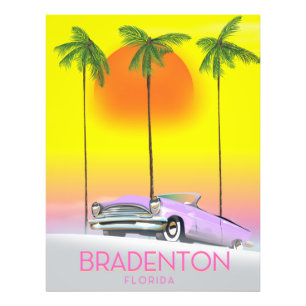 Bradenton Florida Classic car travel poster