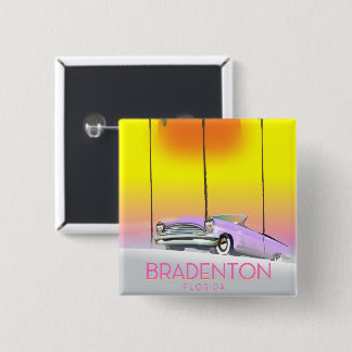 Bradenton Florida Classic car travel poster 2 Inch Square Button