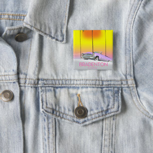 Bradenton Florida Classic car travel poster 2 Inch Square Button