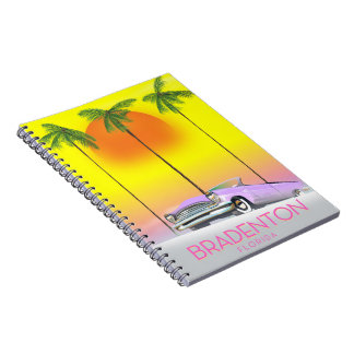 Bradenton Florida Classic car travel poster Notebook