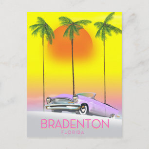 Bradenton Florida Classic car travel poster Postcard