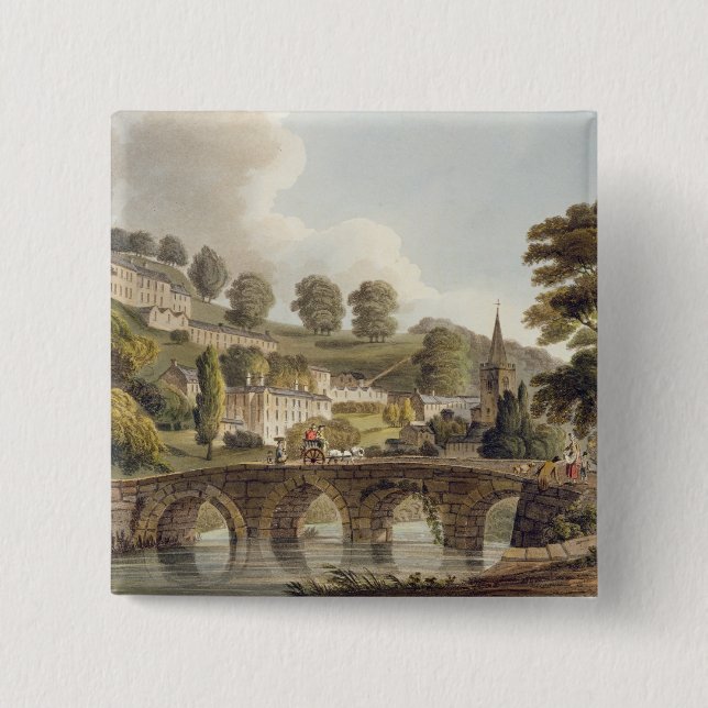 Bradford, from 'Bath Illustrated by a Series of Vi 2 Inch Square Button (Front)