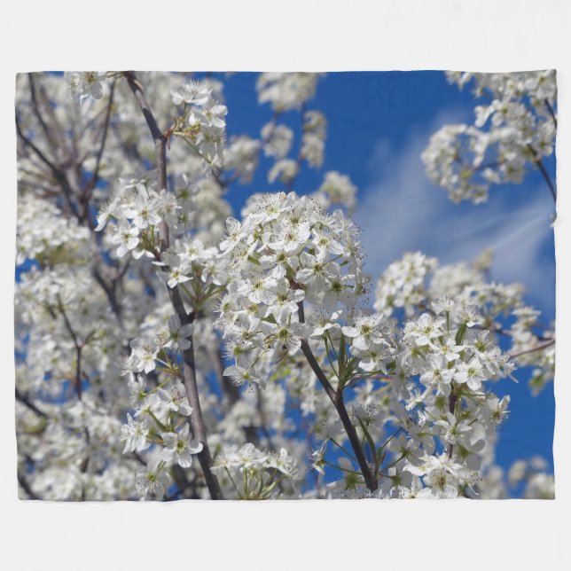 Bradford Pear Blooms Fleece Blanket (Front (Horizontal))