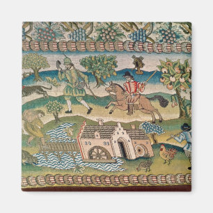 Bradford Table Carpet, detail of scenes of rural l Magnet