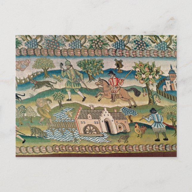 Bradford Table Carpet, detail of scenes of rural l Postcard (Front)