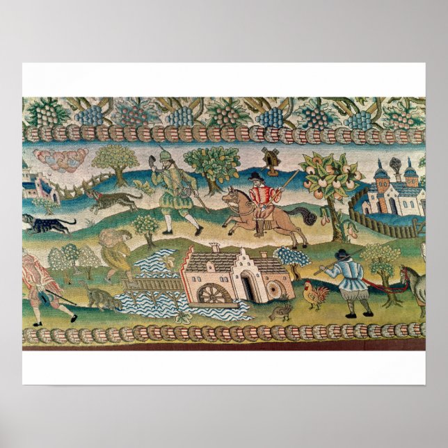 Bradford Table Carpet, detail of scenes of rural l Poster (Front)