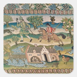 Bradford Table Carpet, detail of scenes of rural l Square Sticker