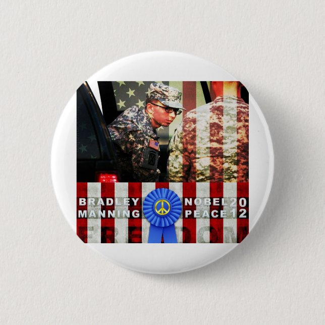 Bradley Manning for Nobel Peace Prize 2 Inch Round Button (Front)