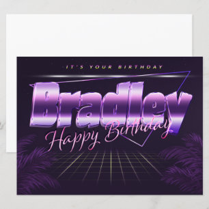 Bradley Name Vorname lila retro Karte Geburtstag Card