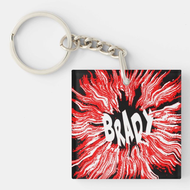 Brady Name Star in Red Keychain (Front)