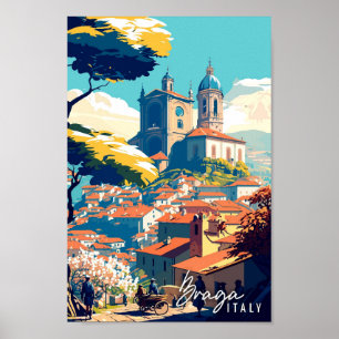Braga Italy vintage travel illustration Poster