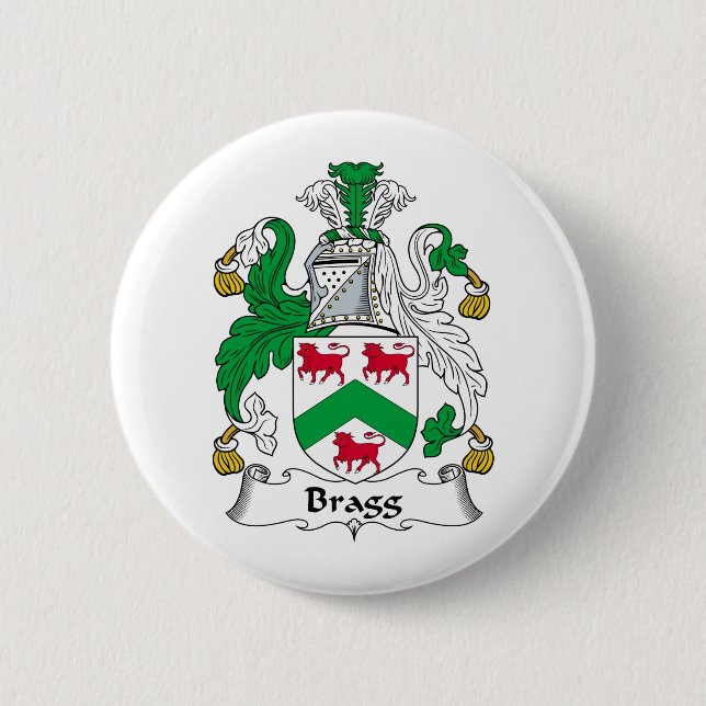 Bragg Family Crest 2 Inch Round Button (Front)