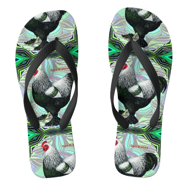 Brahma:  Fancy Dark Rooster Flip Flops (Footbed)