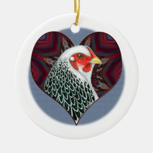 Brahma Hen Heart Ceramic Ornament