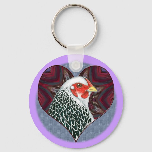 Brahma Hen Heart Keychain (Front)