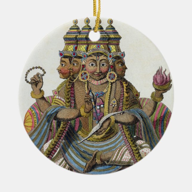 Brahma, Hindu god of creation, from 'Voyage aux In Ceramic Ornament (Front)