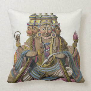 Brahma, Hindu god of creation, from 'Voyage aux In Throw Pillow