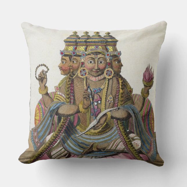 Brahma, Hindu god of creation, from 'Voyage aux In Throw Pillow (Front)