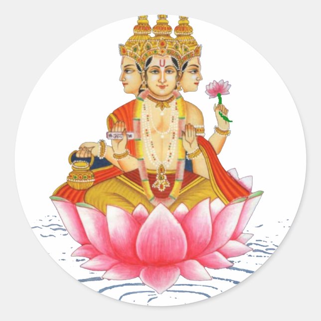 BRAHMA - PRAJAPATI - HINDU GODDESS CLASSIC ROUND STICKER (Front)