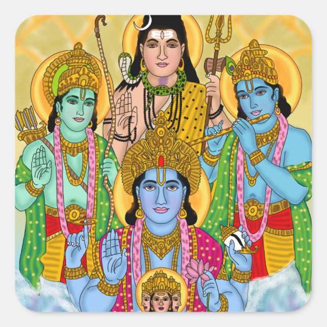 Brahma Vishnu Shiva Ram Krishna Sticker (Front)