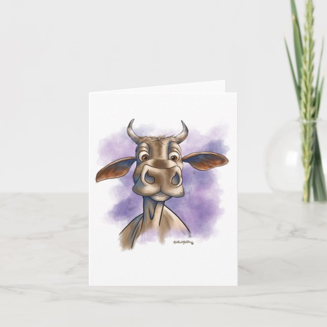 Brahman Cow Cartoon Card (Front)