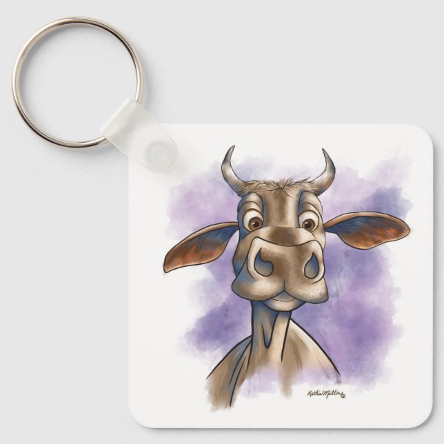 Brahman Cow Cartoon Keychain (Front)