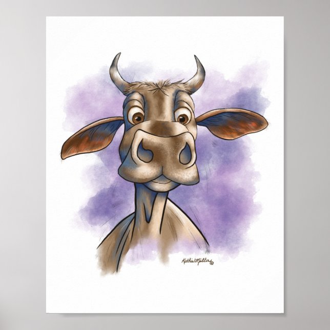Brahman Cow Cartoon Poster (Front)