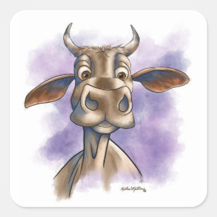 Brahman Cow Cartoon Square Sticker