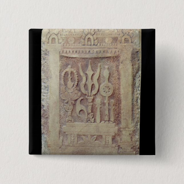 Brahman stele depicting the Trimurti 2 Inch Square Button (Front)