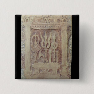 Brahman stele depicting the Trimurti 2 Inch Square Button