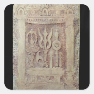 Brahman stele depicting the Trimurti Square Sticker