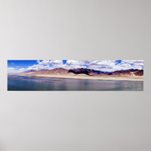 Brahmaputra river and desert landscape - Tibet Poster
